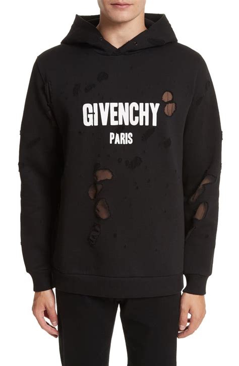 distressed hoodie givenchy black and red|givenchy hoodie with holes.